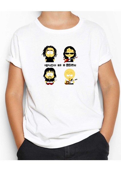 System Of A Down Cartoon Beyaz Çocuk Tişört