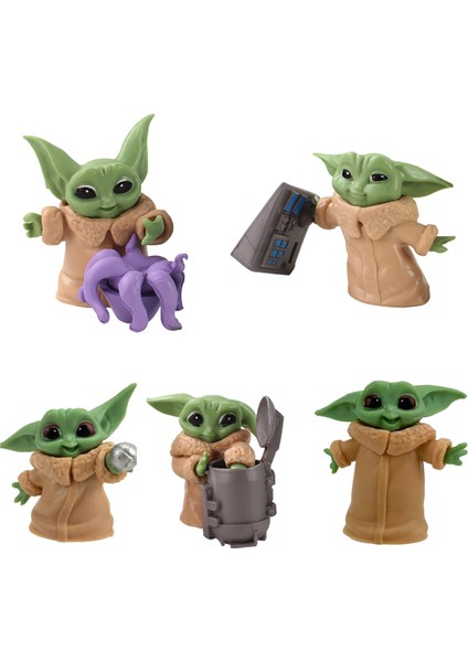 The Mandalorian Baby Yoda Grogu Bebek Yoda Aksiyon Figür Oyuncak Seti 5 Yoda Figürü Bir Arada Set A