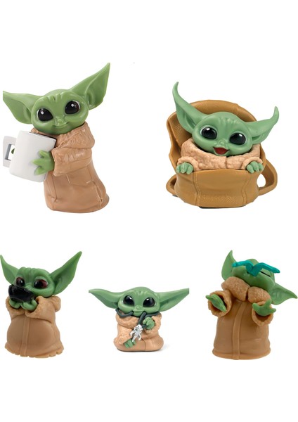 The Mandalorian Baby Yoda Grogu Bebek Yoda Aksiyon Figür Oyuncak Seti 5 Yoda Figürü Bir Arada Set C