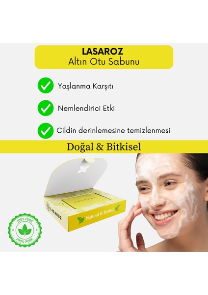 2 Adet Altın Otu Sabunu Ölmez Çiçek Sabunu Yenileyici Leke Karşıtı Sabun 100 gr