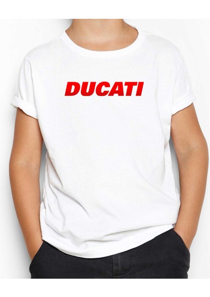 Ducati Red Logo Beyaz Çocuk Tişört