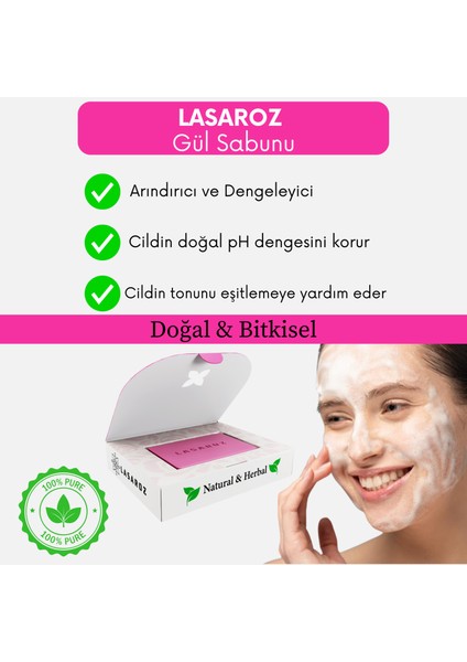 2 Adet Gül Sabunu Doğal Bitkisel Arındırıcı Dengeleyici Sabun 100 gr