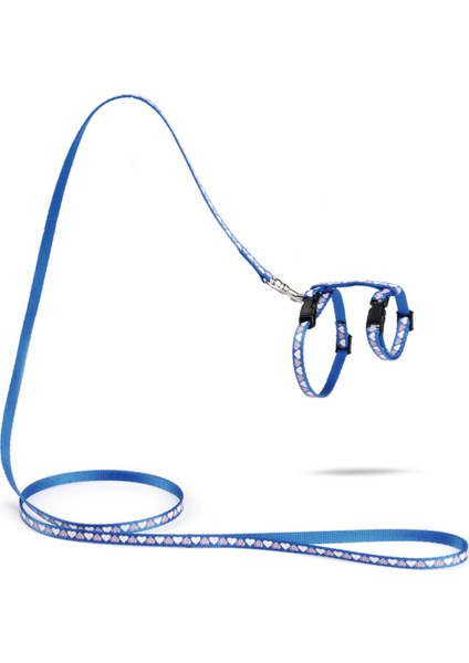 Yavru Kedi Göğüs Tasması ve Gezdirme Kayışı 120CM, Mavi, 16-25CM Boyun, 23-36CM Göğüs Bstmy