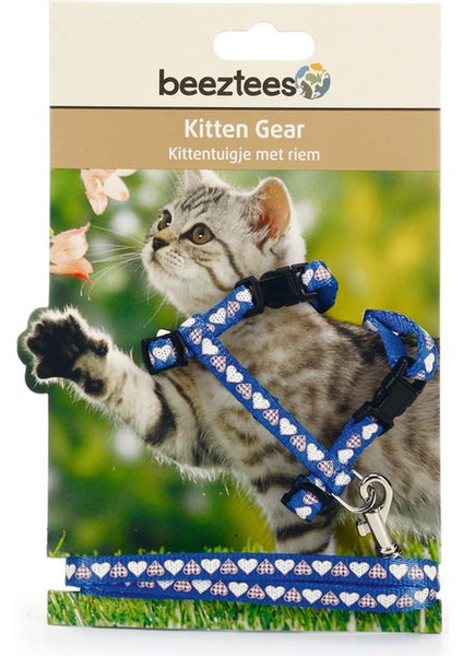 Yavru Kedi Göğüs Tasması ve Gezdirme Kayışı 120CM, Mavi, 16-25CM Boyun, 23-36CM Göğüs Bstmy