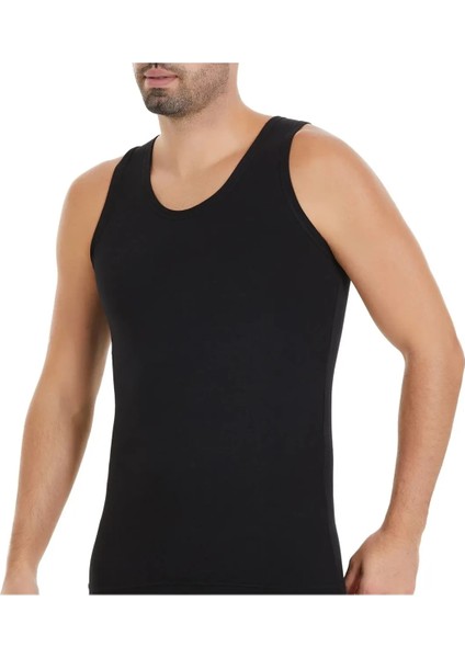 6'lı Erkek Siyah Formen Likralı Askılı Atlet