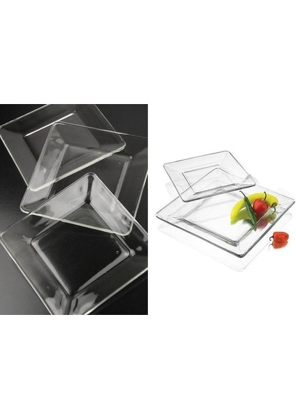 Sunumluk#parti Tabak#parti Malzemeleri#parti Sunumluk# Şeffaf Plastik Kare Tabak 22X22 cm 6 Adet fiyatları
