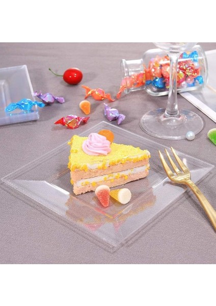 Sunumluk#parti Tabak#parti Malzemeleri#parti Sunumluk# Şeffaf Plastik Kare Tabak 22X22 cm 6 Adet fırsatları
