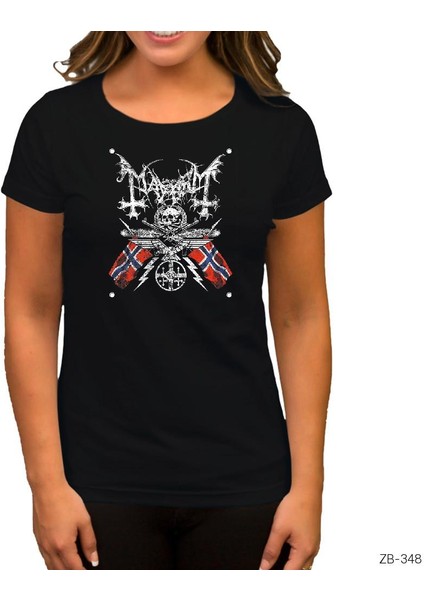 Mayhem Band Logo Siyah Kadın Tişört