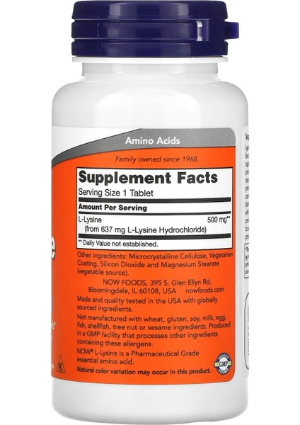 L-Lysine 500 mg 100 Tablet fiyatları