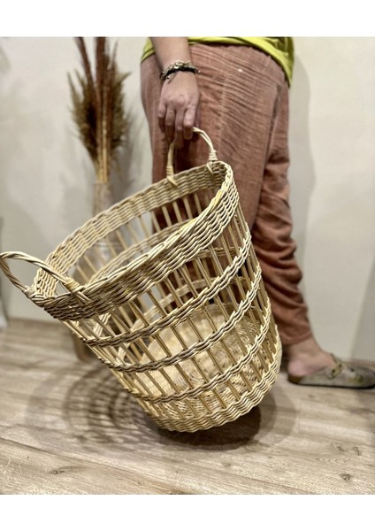 Yıkanabilir Çok Amaçlı Çamaşır ve Oyuncak Sepeti, Ekru, Hasır, Pratik ve Şık Tasarım fırsatları