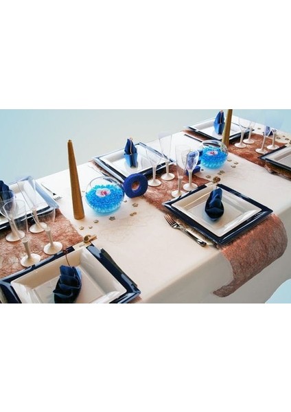 Sunumluk#parti Tabak#parti Malzemeleri#parti Sunumluk# Siyah Plastik Kare Tabak 22X22 cm 6 Adet