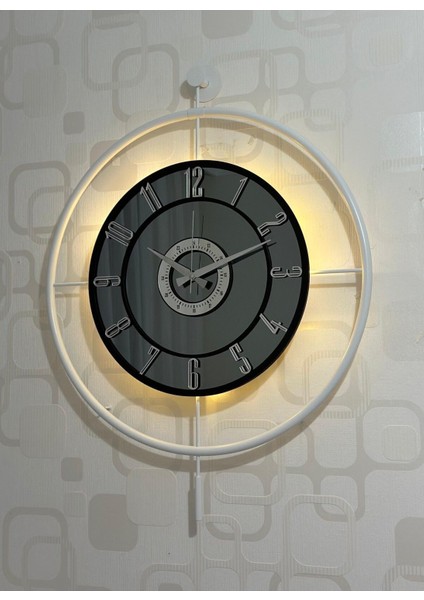 Metal Camlı Duvar Saati (60x80 cm) Işıklı Gerçek Cam Renk Seçenekleriyle Boyut/Ebat: 60x80, Tema/Stil: İskandinav