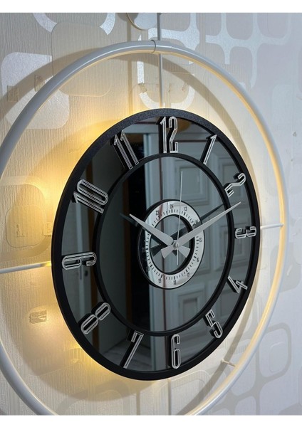 Metal Camlı Duvar Saati (60x80 cm) Işıklı Gerçek Cam Renk Seçenekleriyle Boyut/Ebat: 60x80, Tema/Stil: İskandinav modelleri