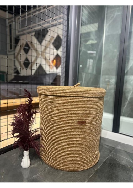 Doğal Hasır Kapaklı Çok Amaçlı Sepet, Jüt, Bej, 20 L modelleri