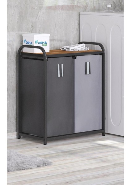İkili renkli metal banyo ve çamaşır sepeti, pratik ve şık düzen sağlayıcı, 60 L