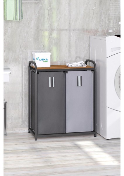 İkili renkli metal banyo ve çamaşır sepeti, pratik ve şık düzen sağlayıcı, 60 L fiyatları