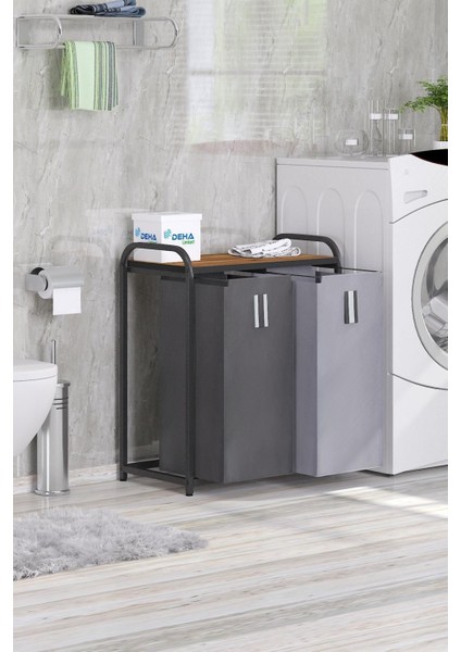 İkili renkli metal banyo ve çamaşır sepeti, pratik ve şık düzen sağlayıcı, 60 L modelleri