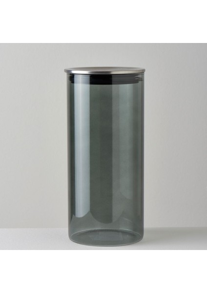 Füme Cam-metal Kapaklı Büyük Kavanoz 1400 ml, şık ve dayanıklı saklama çözümü