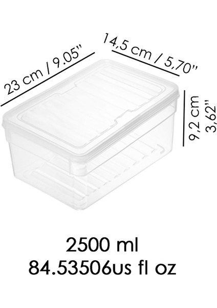 3'lü Derin Mikrodalga Uyumlu Erzak Gıda Saklama Kabı - Şeffaf Kapak Düzenleyici Organizer Set 2500M