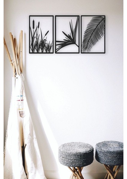 Yaprak ve Sazlık Temalı Lazer Kesim Ahşap Duvar Dekoru