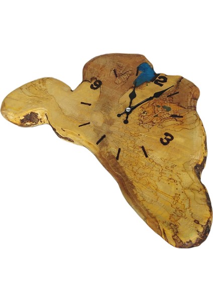 Doğal Taşlı Duvar Saat Seti - 3 Parça, Model: Odun Yapraklı, Renk: Doğal Ahşap, Hacim: 0 - 3 L