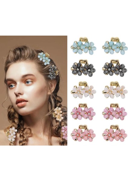 Metal Çiçekli Zarif Gold Mandal Toka 2 Adet Kristal Taşlı Kadın Trend Saç Tokası fiyatları