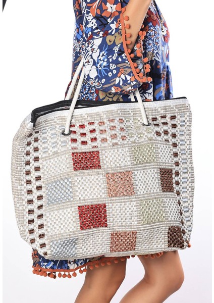 Ajda Renkli Plaj Çantası -