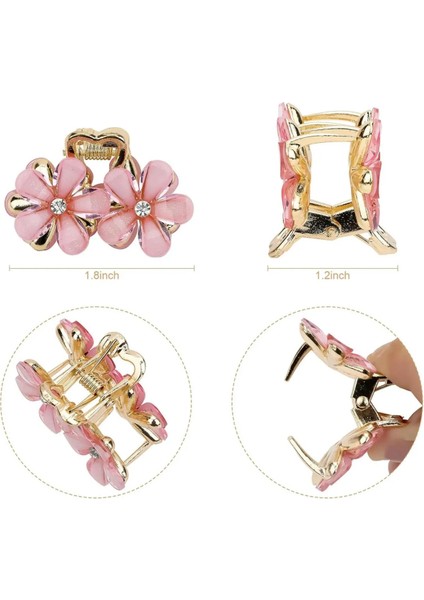 Metal Çiçekli Zarif Gold Mandal Toka 2 Adet Kristal Taşlı Kadın Trend Saç Tokası fiyatları