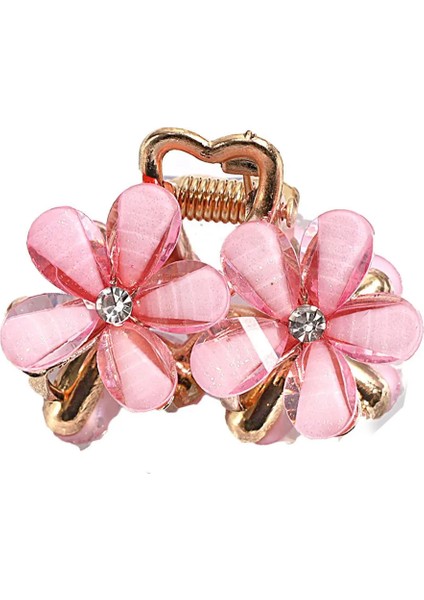 Metal Çiçekli Zarif Gold Mandal Toka 2 Adet Kristal Taşlı Kadın Trend Saç Tokası modelleri