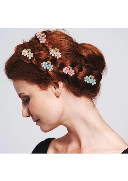 Metal Çiçekli Zarif Gold Mandal Toka 2 Adet Kristal Taşlı Kadın Trend Saç Tokası fırsatları