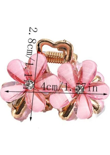 Metal Çiçekli Zarif Gold Mandal Toka 2 Adet Kristal Taşlı Kadın Trend Saç Tokası indirimleri