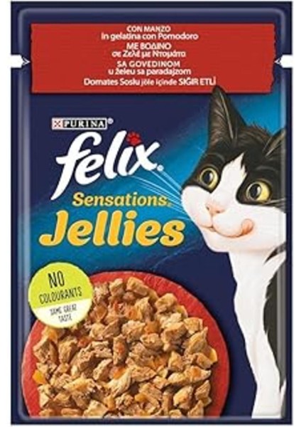 Felix Sensation Sığır & Domatesli Kedi Yaş Maması (26 x 85 Gr)