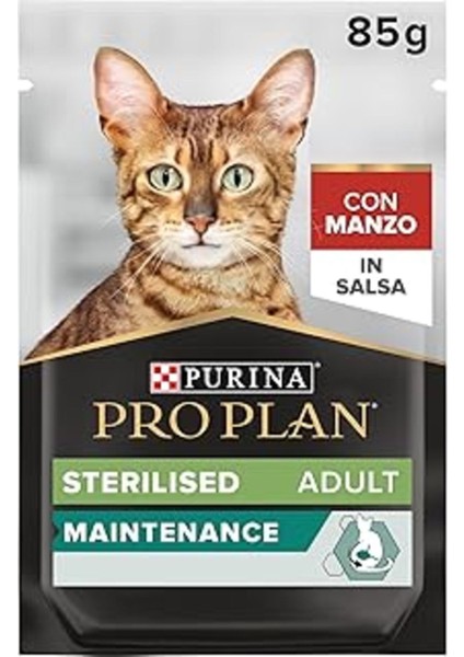 Purina Pro Plan Maintenance Sos Içinde Sığır Etli Kısırlaştırılmış Kedi Maması 85GR Pouch x 26 Adet