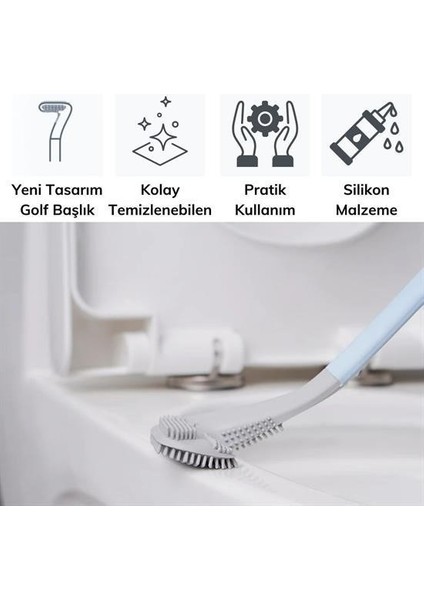 Buffer® Golf Tasarımlı Silikon Wc Klozet Mutfak Temizlik Fırçası Kanca Hediyeli