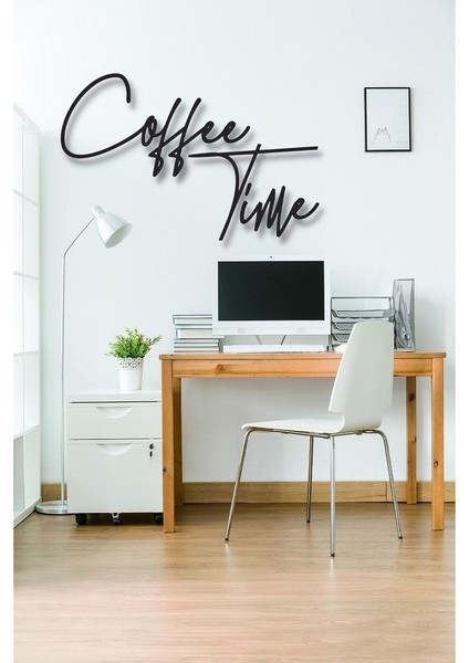 Siyah Ahşap Coffee Time Kahve Zamanı Duvar Süsü Yazısı Mutfak Cafe Için Duvar Dekoru 45 x 30 cm Tablo