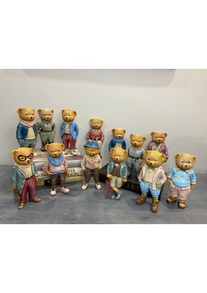 Teddy Bear Koleksiyonu Retro Ayıcık Biblo Jumbo Set 13 Parça