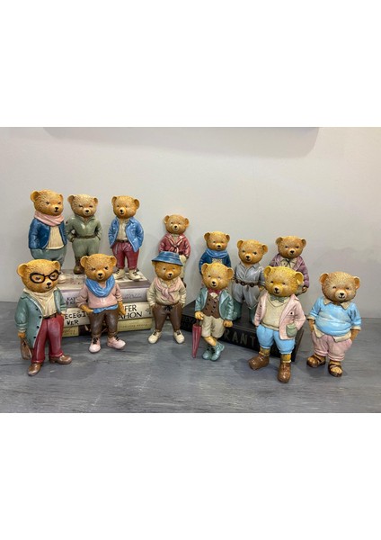Teddy Bear Koleksiyonu Retro Ayıcık Biblo Jumbo Set 13 Parça modelleri