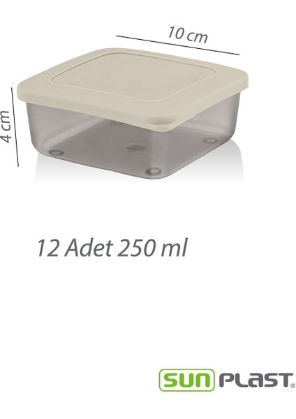 12'li Sarı Kare Kahvaltı ve Saklama Kabı Seti, Silikon Kapaklı, Sızdırmaz, Piknik Uygun