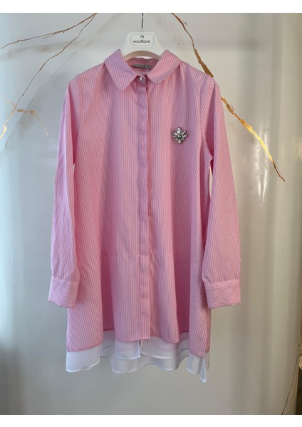 Aksesuar Detaylı Çizgili Gömlek