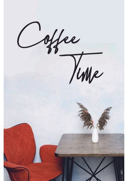Siyah Ahşap Coffee Time Duvar Dekoru - Mutfak Konsepti Kahve Köşesi Ev Dekorasyon 45 x 30 cm Tablo