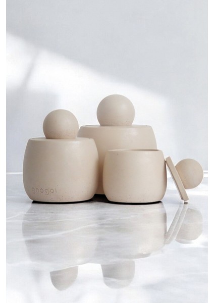 3'lü Beton Kavanoz Seti, Tuzluk, Biberlik, Şekerlik, Çay ve Kahve Kavanozu, Bej fiyatları