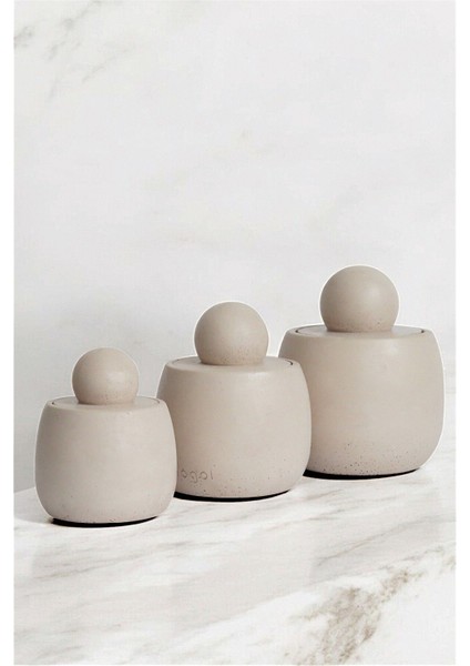 3'lü Beton Kavanoz Seti, Tuzluk, Biberlik, Şekerlik, Çay ve Kahve Kavanozu, Bej indirimleri