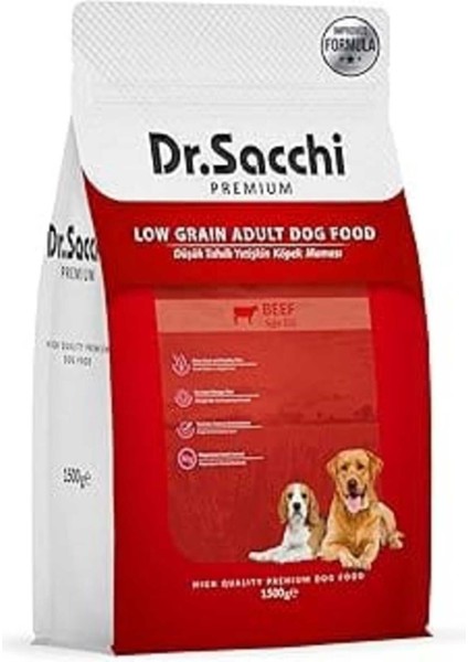 Dr.sacchi Premıum Düşük Tahıllı Sığır Etli Yetişkin Köpek Maması 1,5 kg