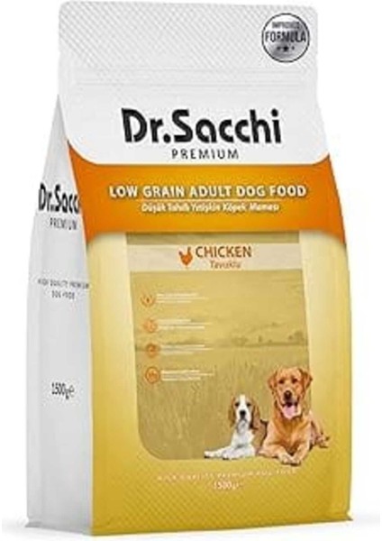 Dr.sacchi Premıum Düşük Tahıllı Tavuklu Yetişkin Köpek Maması 1,5 kg