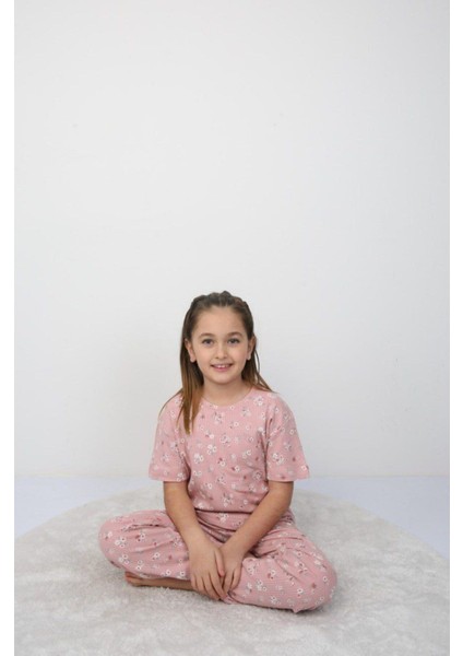 %100 Pamuklu Yumuşacık Pembe Çiçekli Kız Pijaması fiyatları