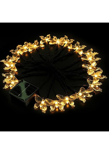 Güneş Enerjili 8 Mod LED Bahçe Balkon Ağaç Solar Aydınlatma Gaz Lambası Günışığı 20 LED 4 mt