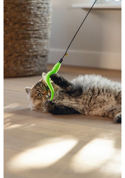 Kedi Oltası, Zilli, Peluş Oyuncaklı, Çeşitli Renklerde,