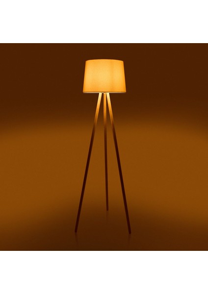Lighting Ahşap Ayak Tripod Lambader - Natürel / Beyaz
