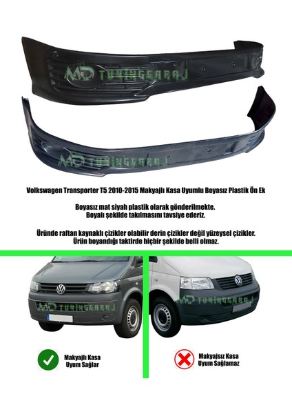 Volkswagen Transporter T5 2010-2016 Makyajlı Kasa Uyumlu Boyasız Plastik Ön Tampon Eki fiyatları