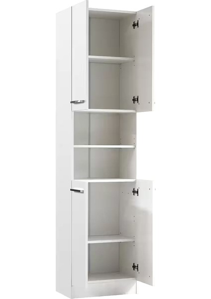 Beyaz ve Siyah Mermer Desenli Çok Amaçlı Dolap – 4 Kapaklı, Orta Raflı, Şık ve Modern Tasarım fiyatları